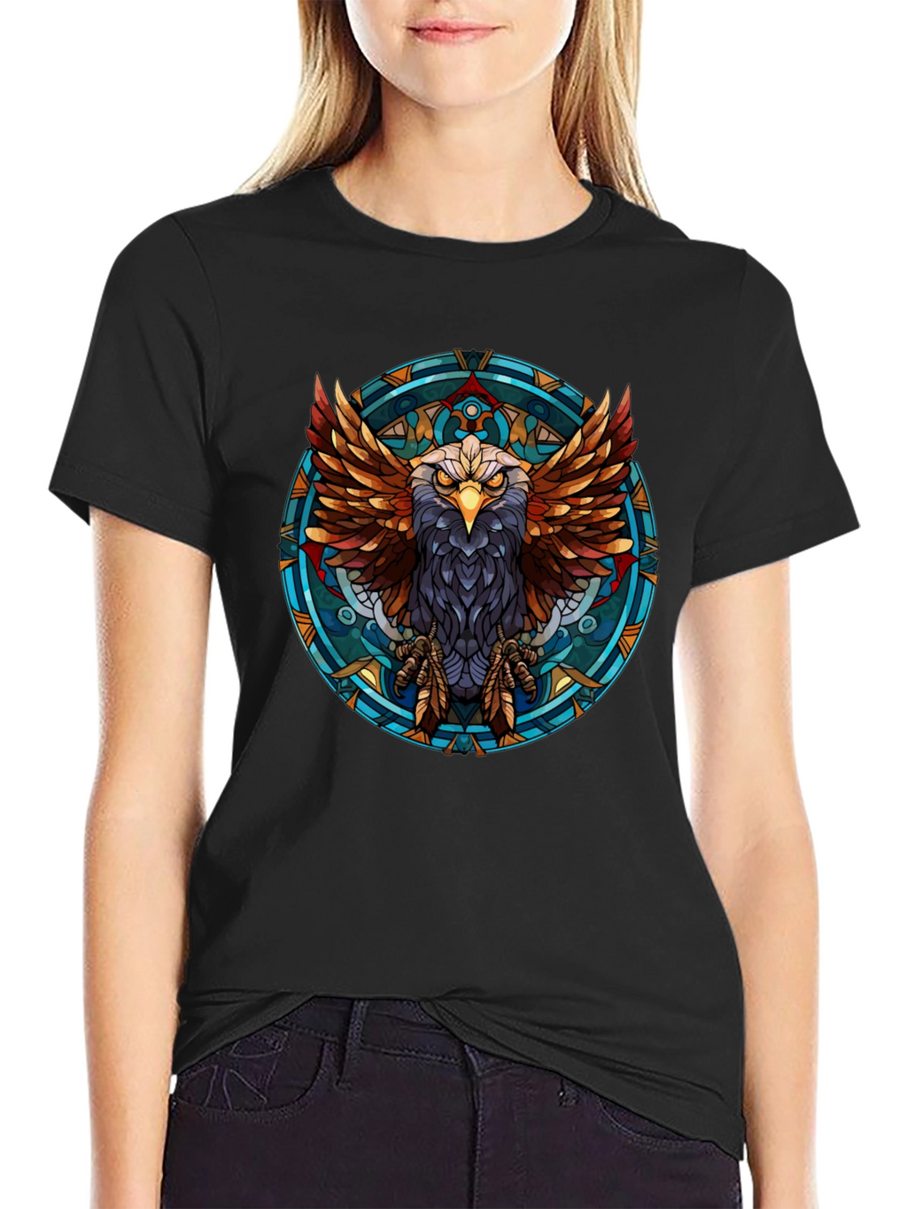Eagle Graphic Print Black T-Shirt