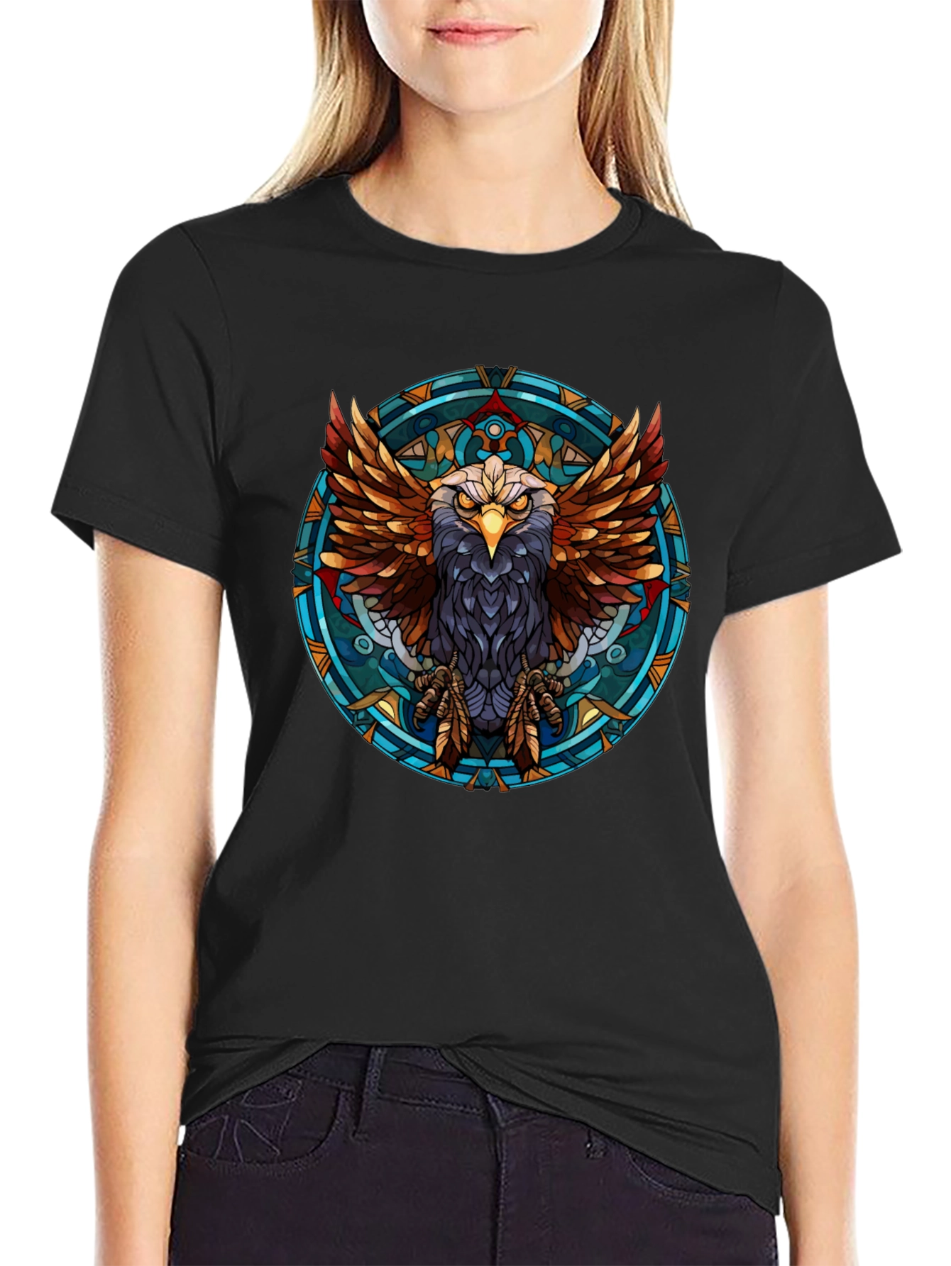 Eagle Graphic Print Black T-Shirt