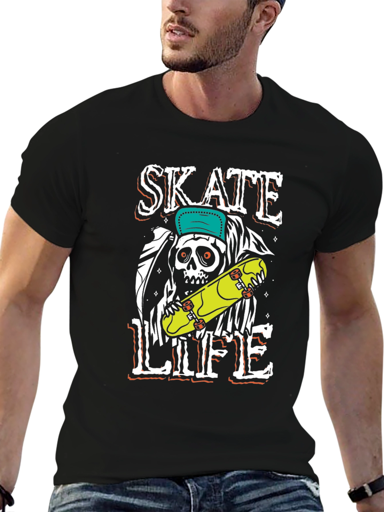 Skate Life T-Shirt - Grim Reaper Skateboard Graphic Tee