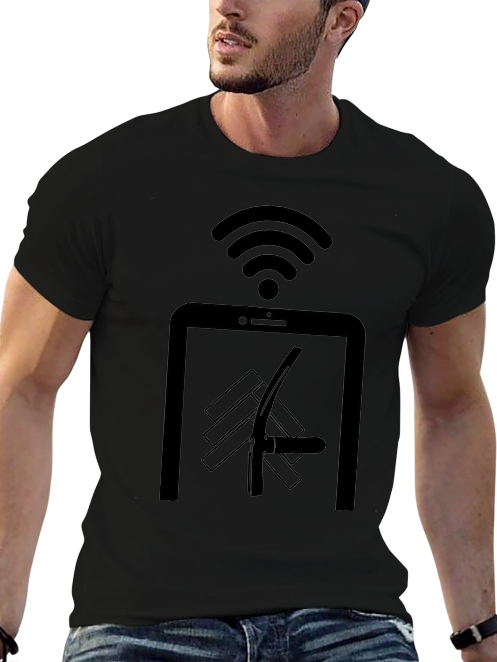 Novelty Black T-Shirt: Digital Detox Humor