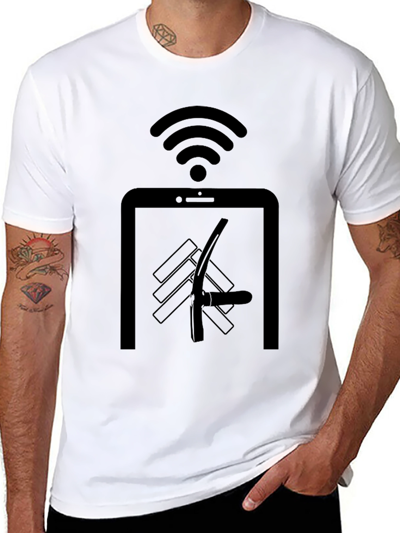 Novelty Black T-Shirt: Digital Detox Humor