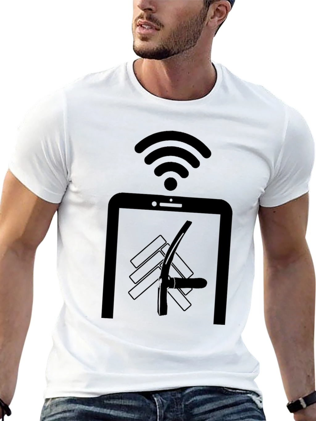 Novelty Black T-Shirt: Digital Detox Humor