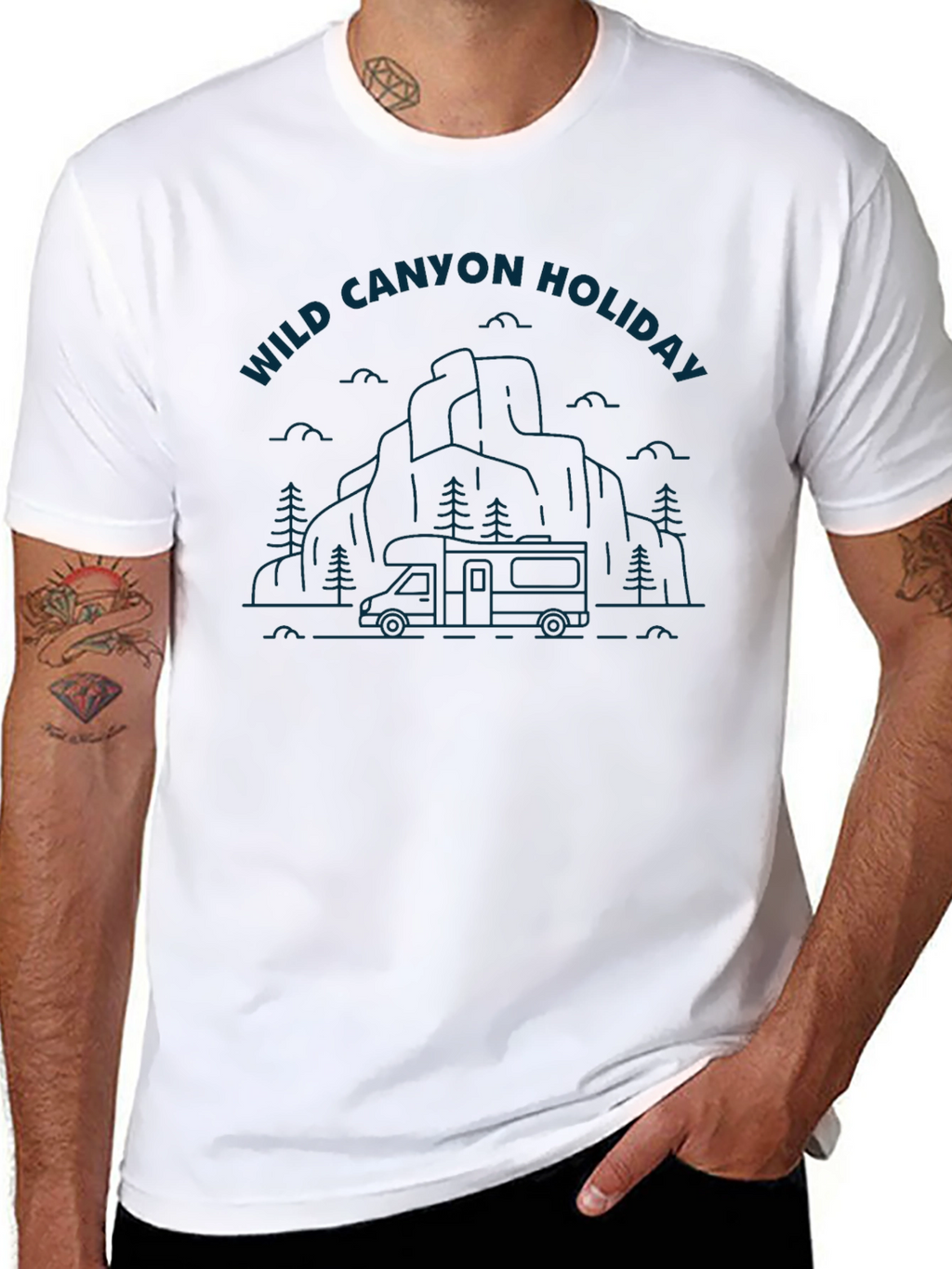 Wild Canyon Holiday Graphic Tee - Black Cotton Blend