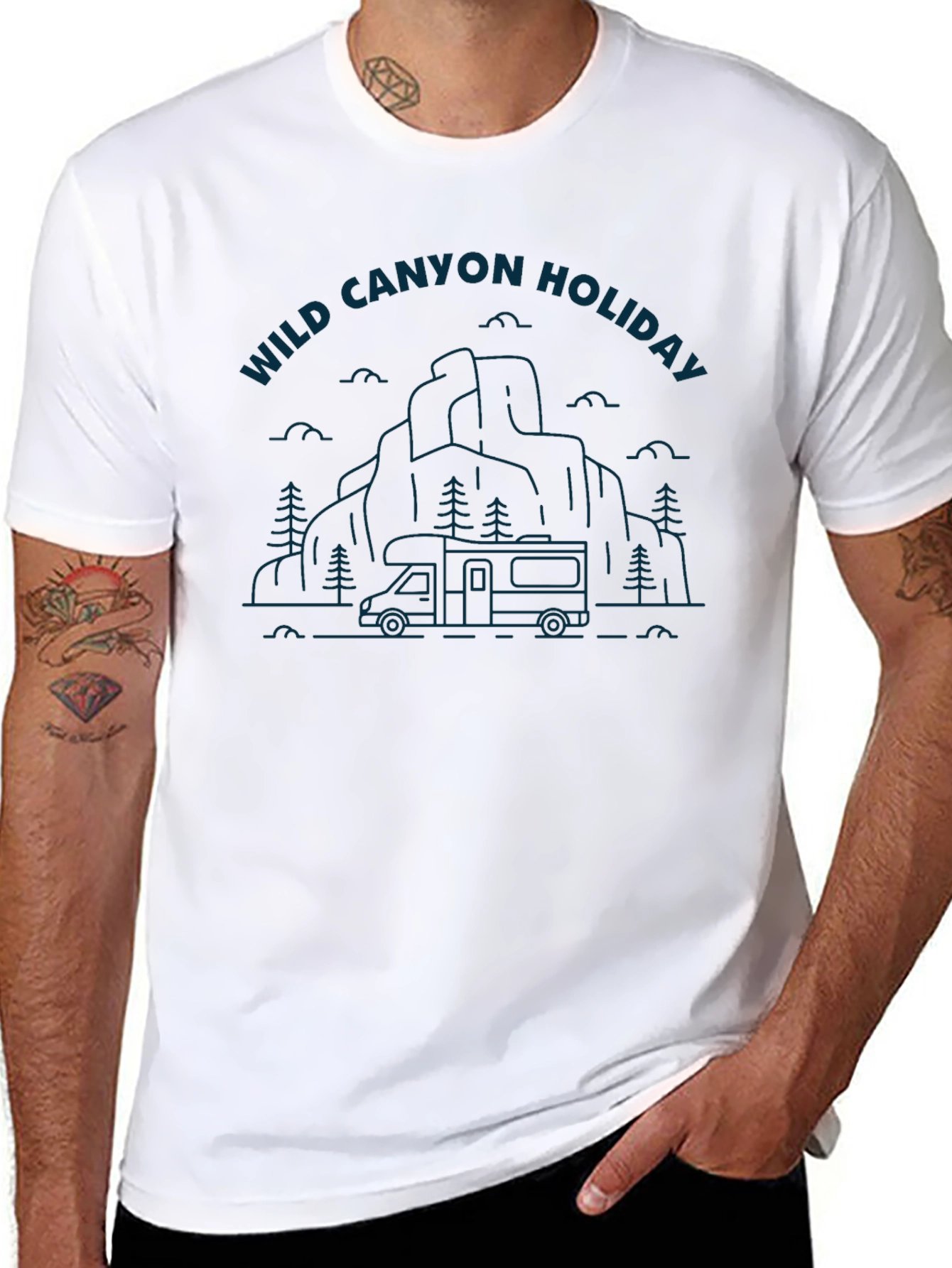 Wild Canyon Holiday Graphic Tee - Black Cotton Blend
