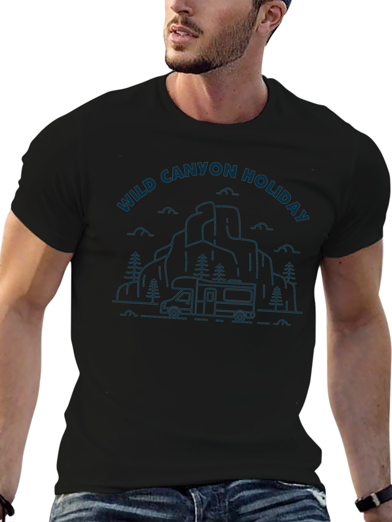Wild Canyon Holiday Graphic Tee - Black Cotton Blend