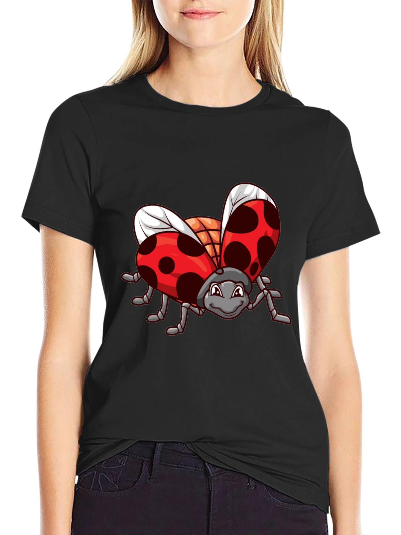 Ladybug Graphic Black T-Shirt