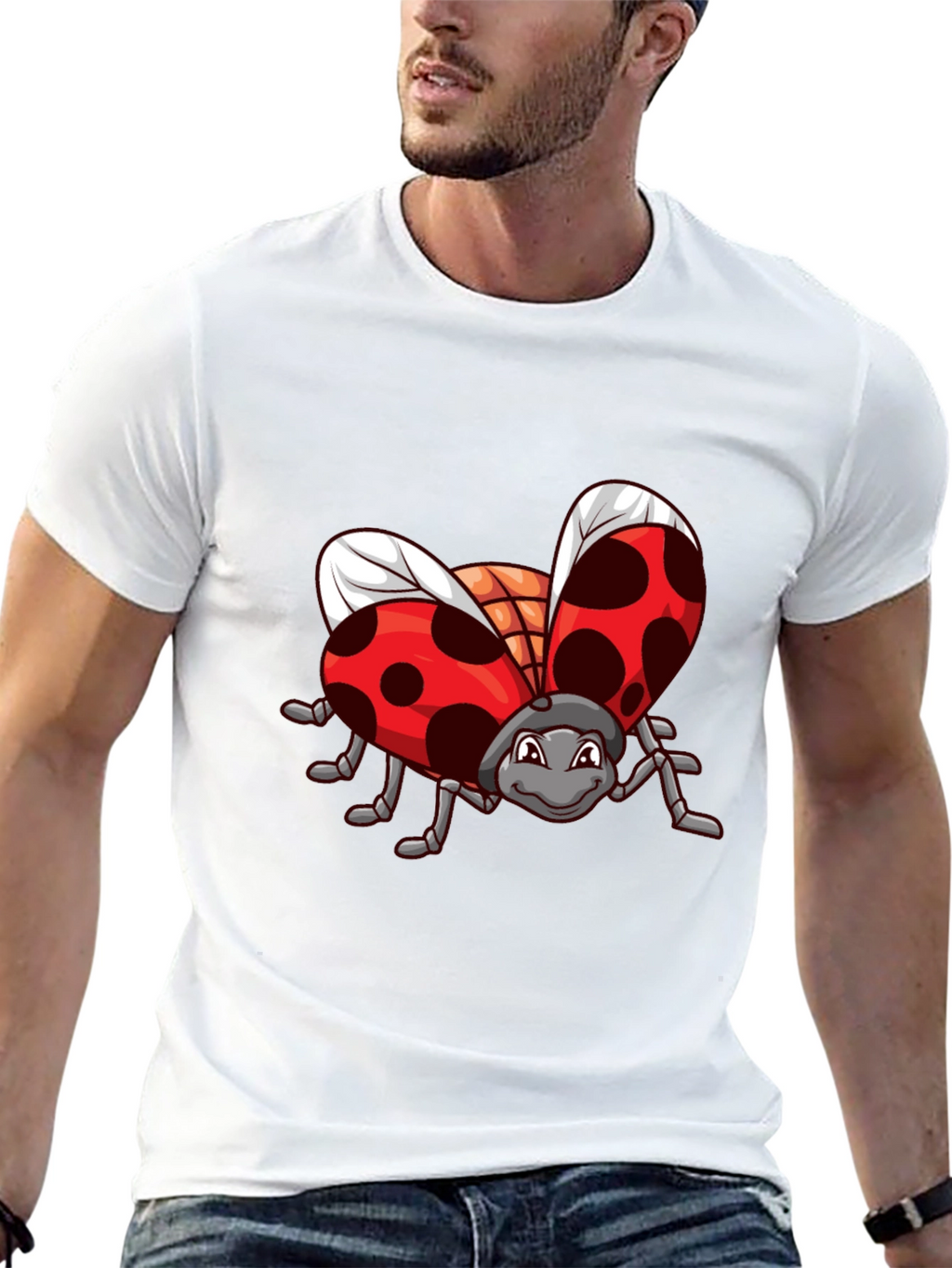 Ladybug Graphic Black T-Shirt