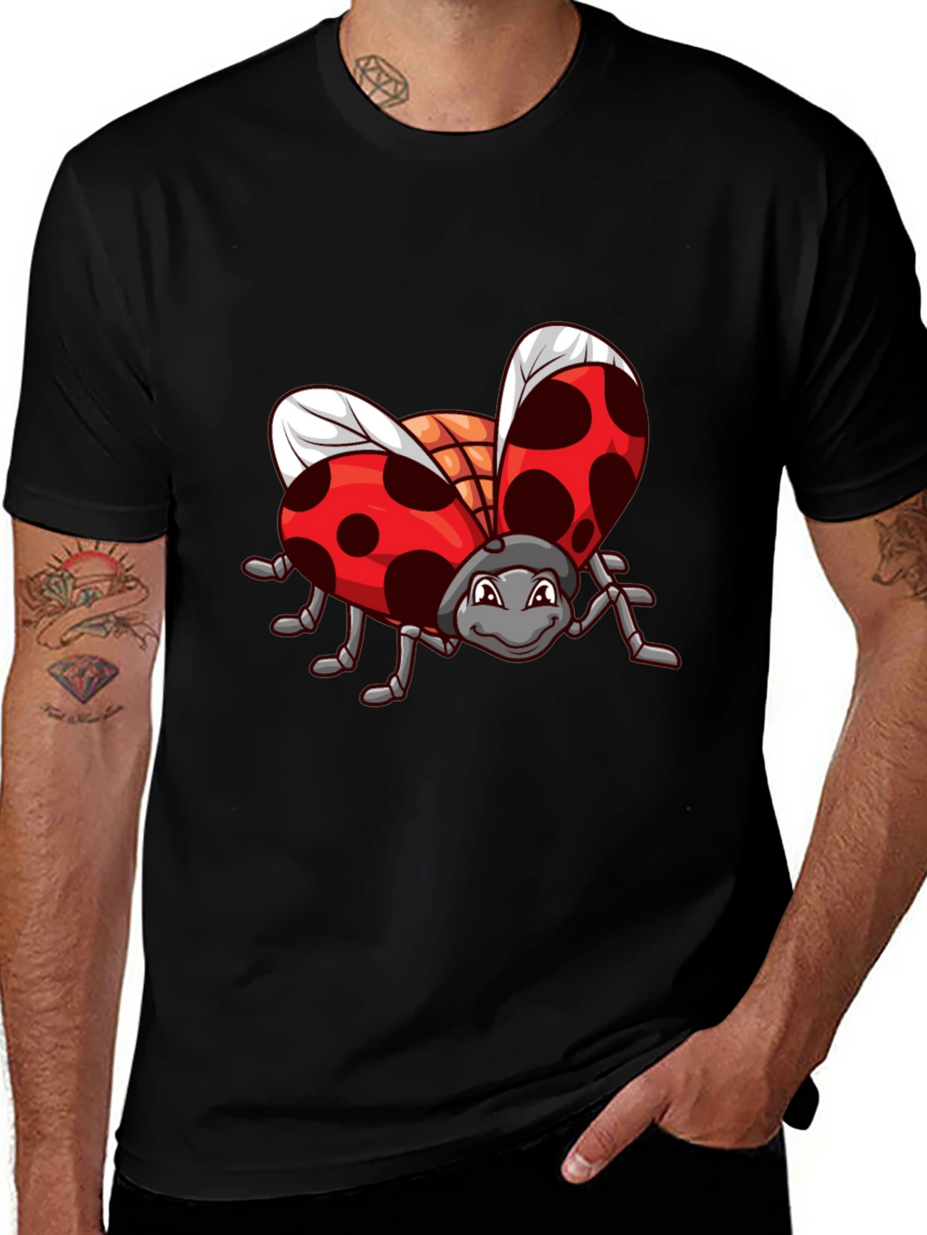 Ladybug Graphic Black T-Shirt