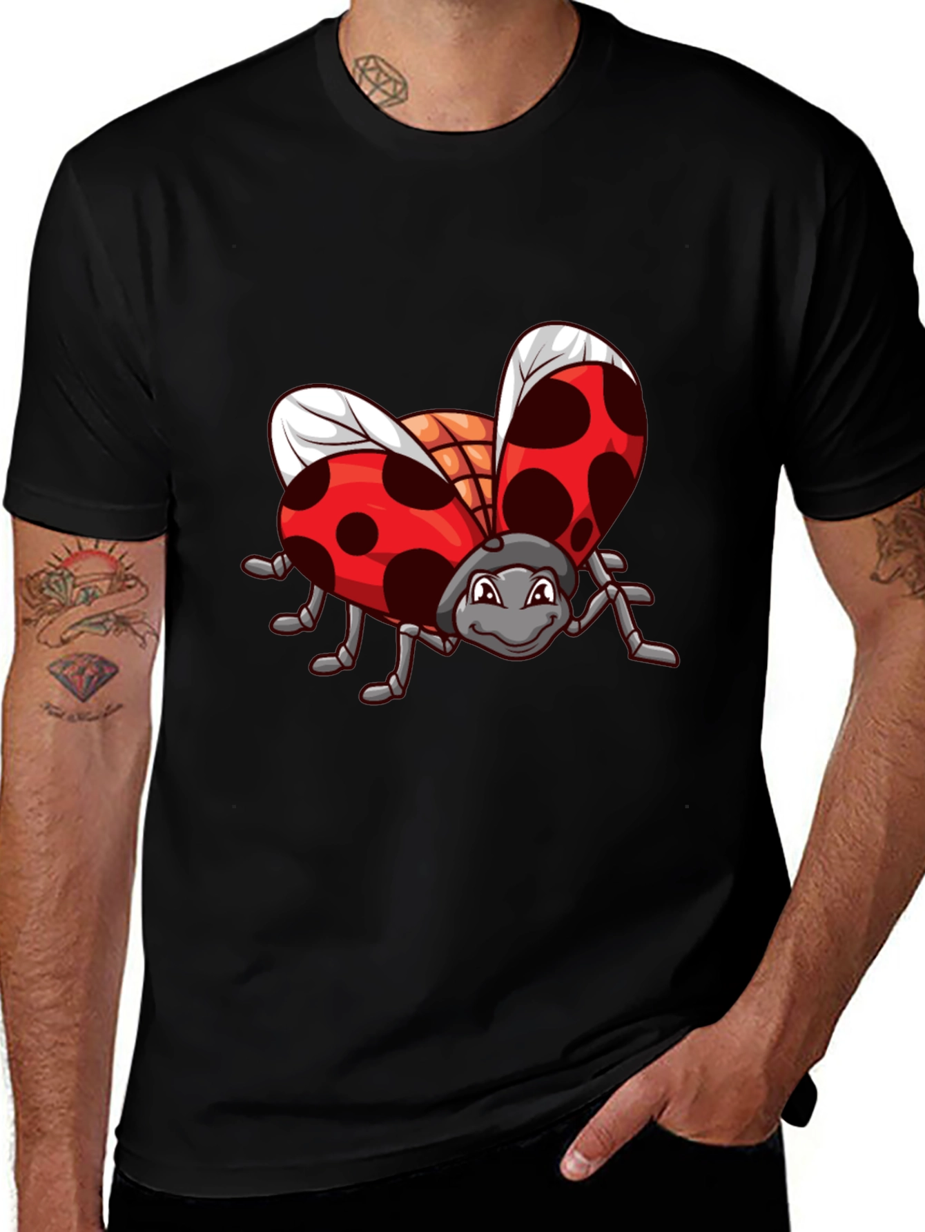 Ladybug Graphic Black T-Shirt