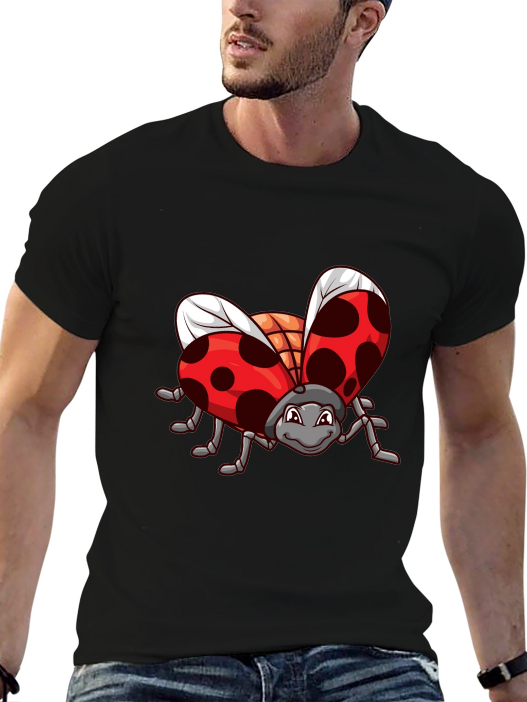 Ladybug Graphic Black T-Shirt