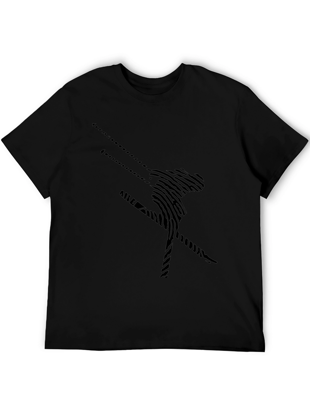Abstract Skier Black T-Shirt - Unique Design