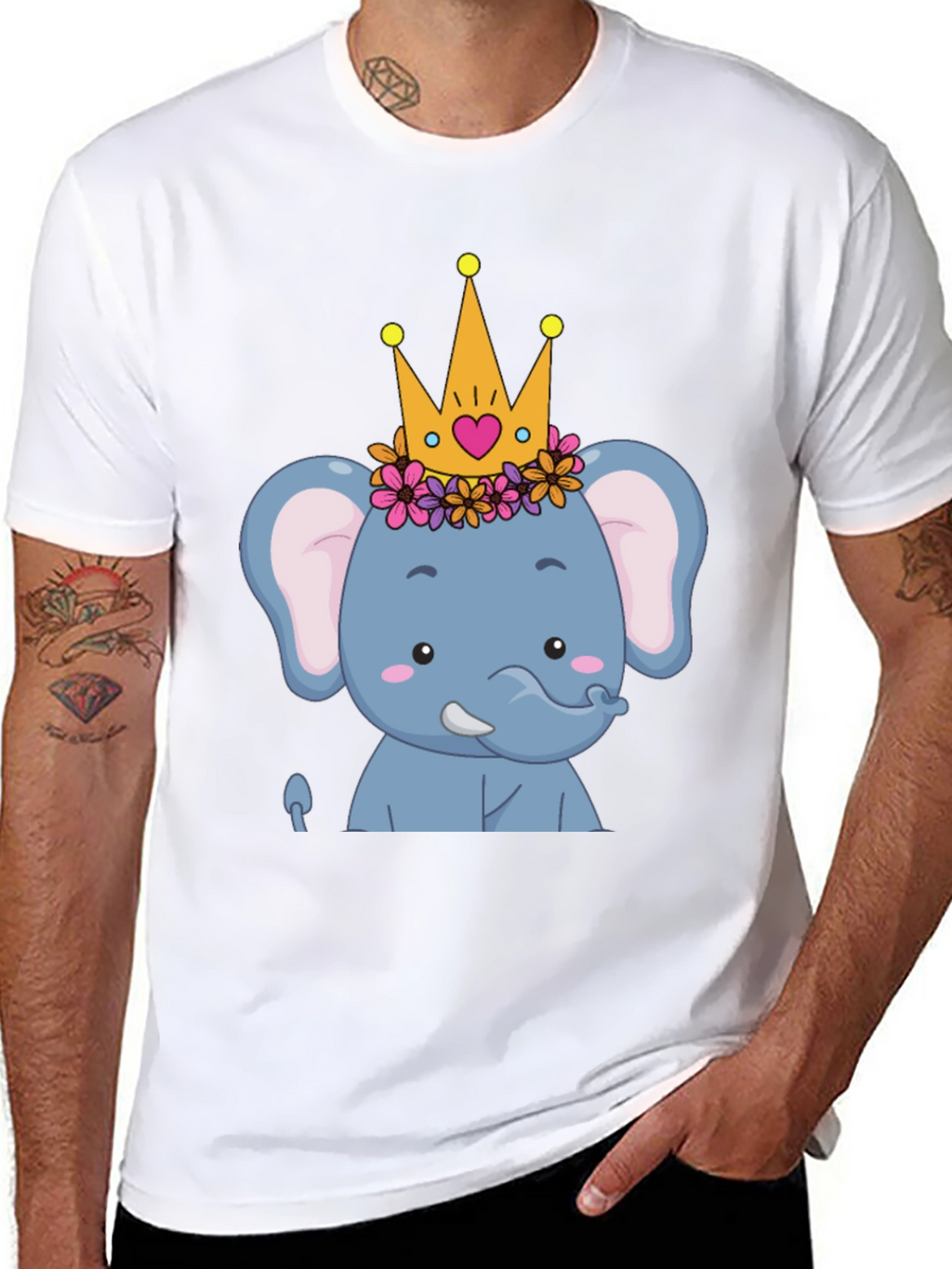 Elephant Princess Graphic Tee - Cute Cartoon Design