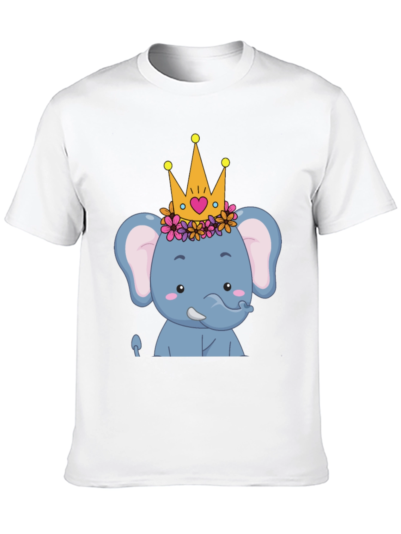 Elephant Princess Graphic Tee - Cute Cartoon Design