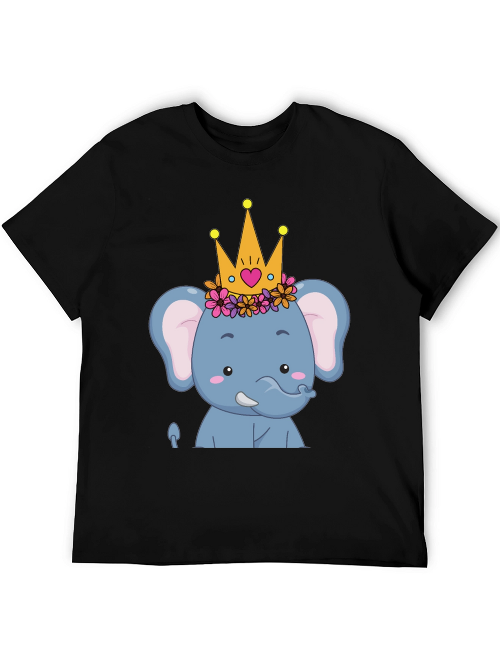 Elephant Princess Graphic Tee - Cute Cartoon Design