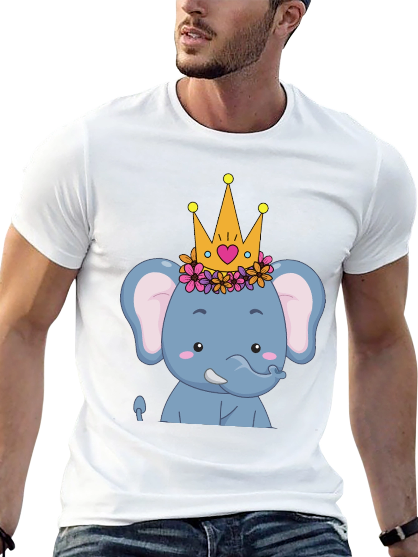 Elephant Princess Graphic Tee - Cute Cartoon Design
