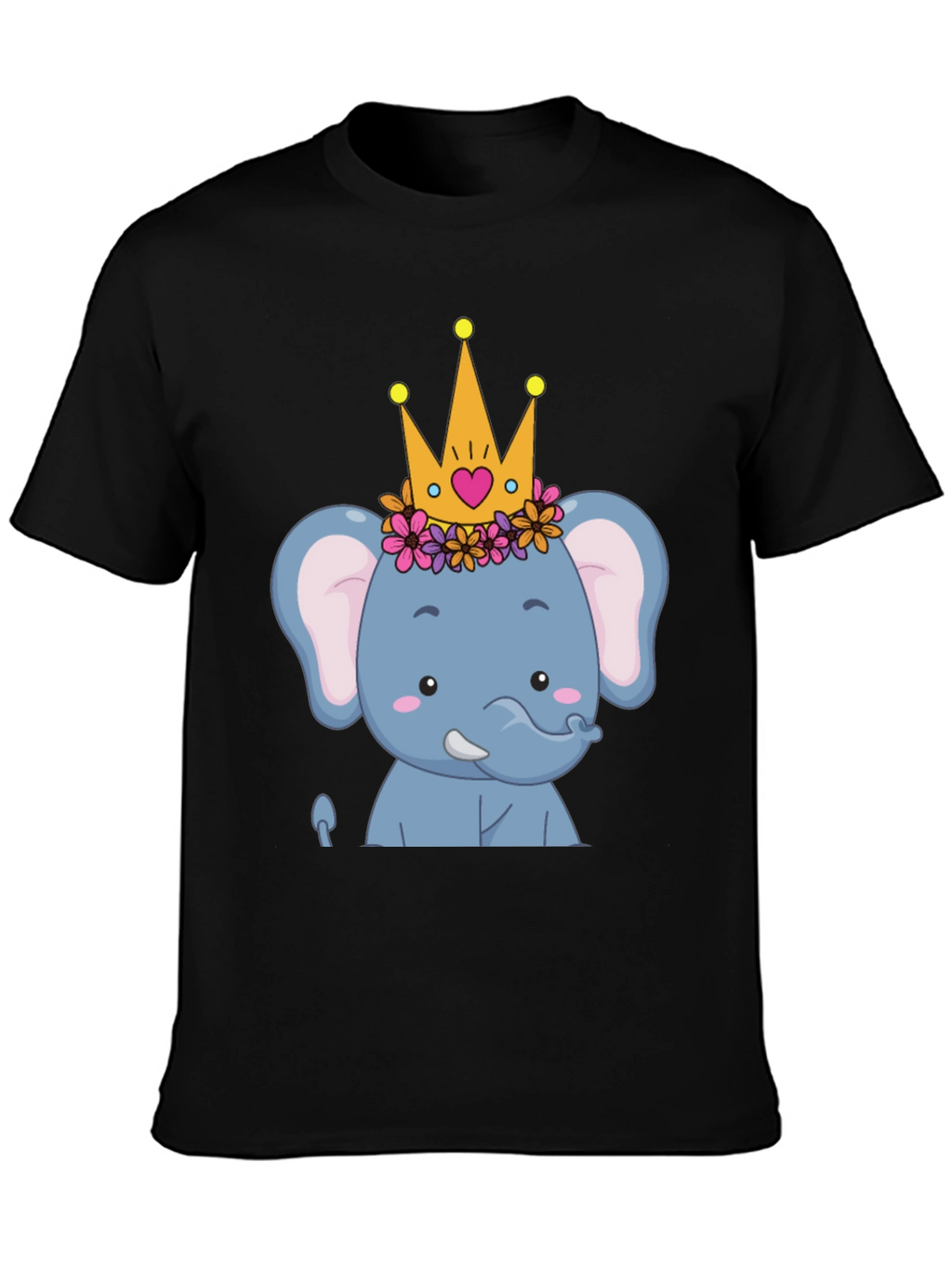 Elephant Princess Graphic Tee - Cute Cartoon Design