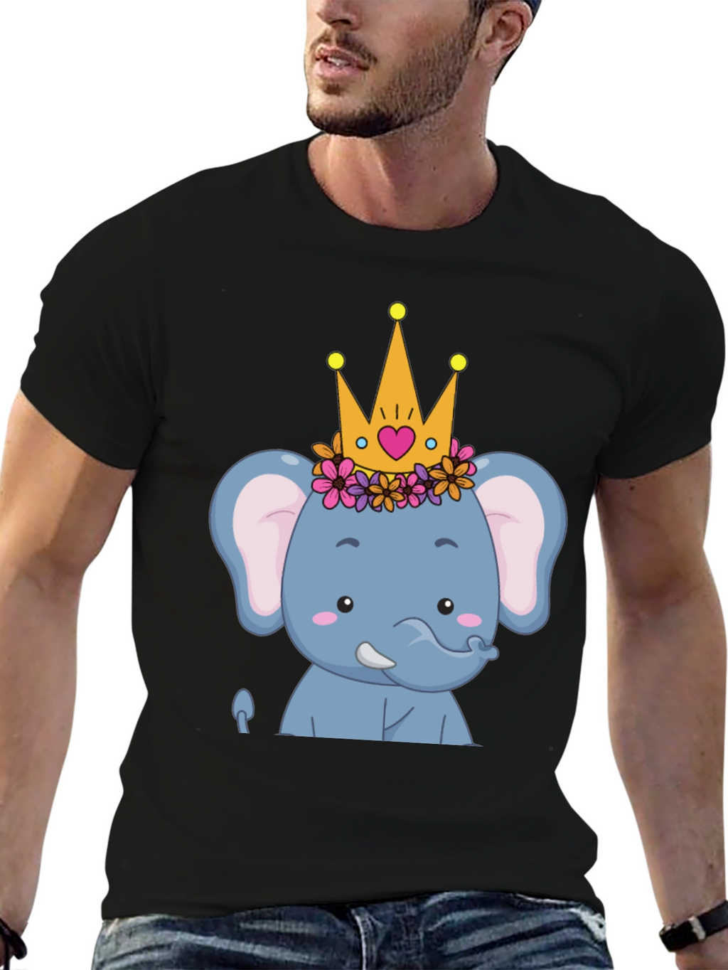 Elephant Princess Graphic Tee - Cute Cartoon Design