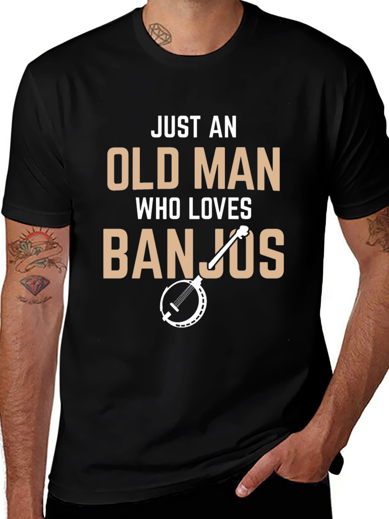 Just An Old Man Who Loves Banjos Graphic Tee