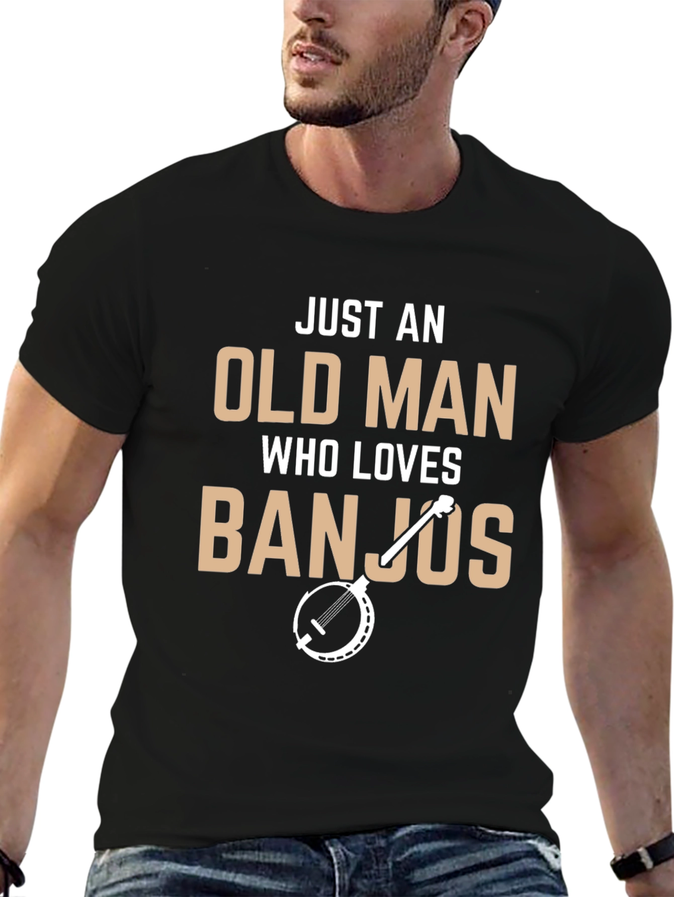 Just An Old Man Who Loves Banjos Graphic Tee