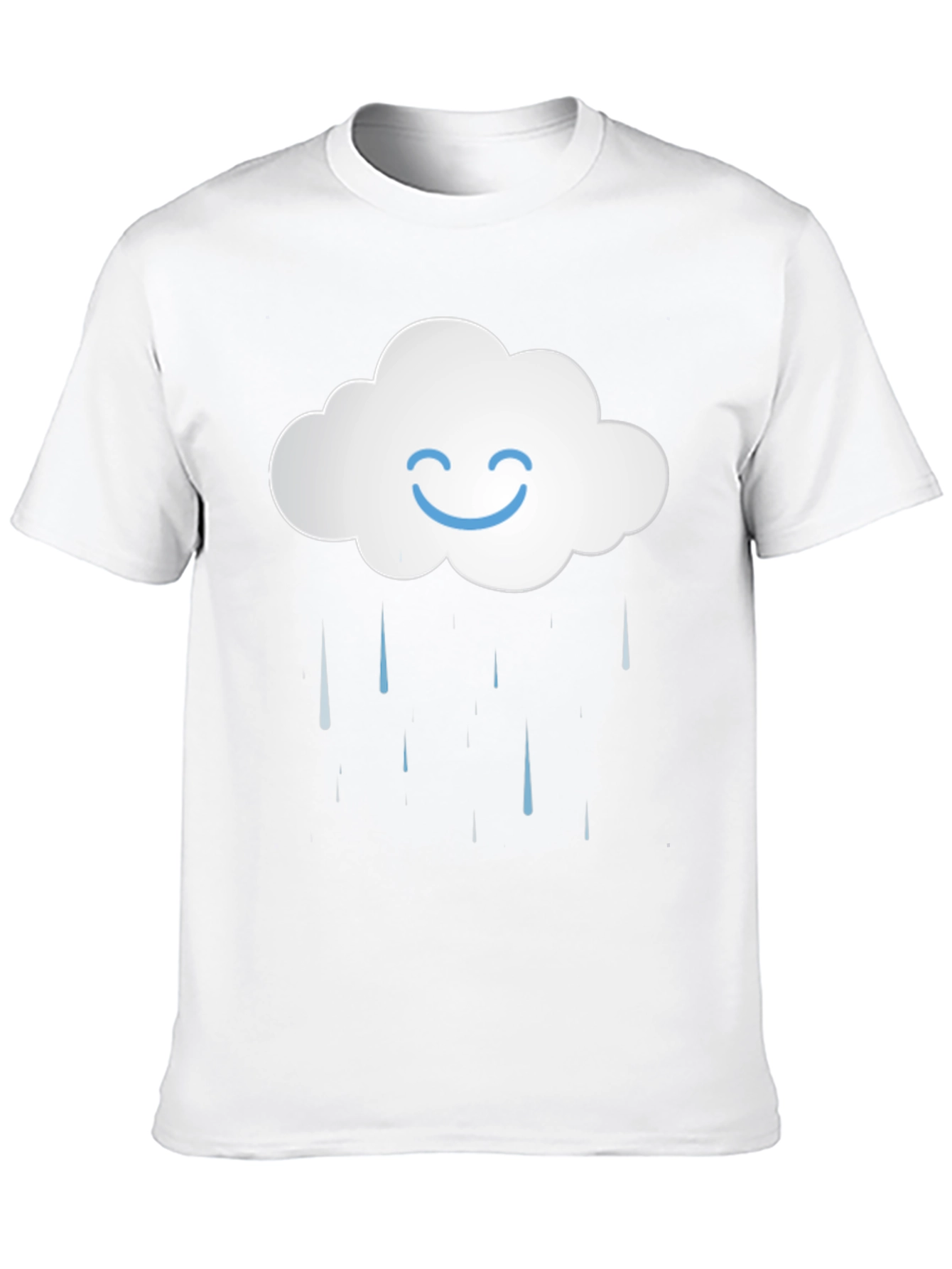 Smiling Cloud Rain T-Shirt - Black Cotton