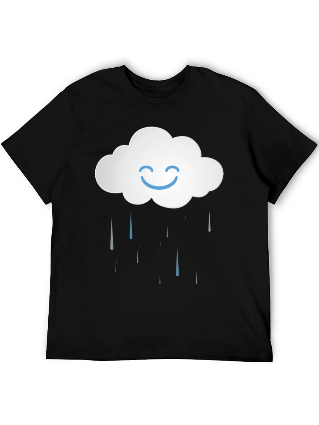 Smiling Cloud Rain T-Shirt - Black Cotton