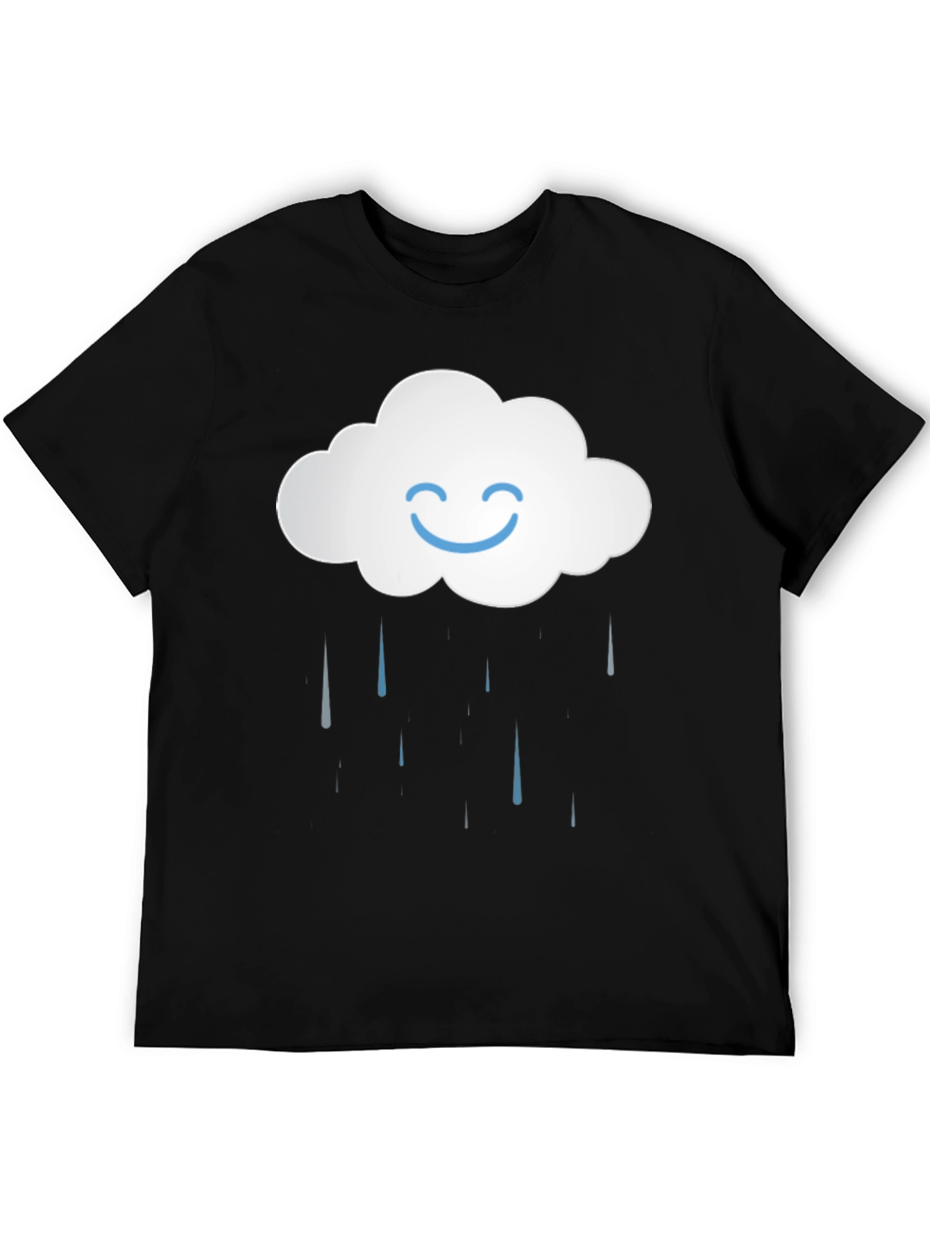 Smiling Cloud Rain T-Shirt - Black Cotton