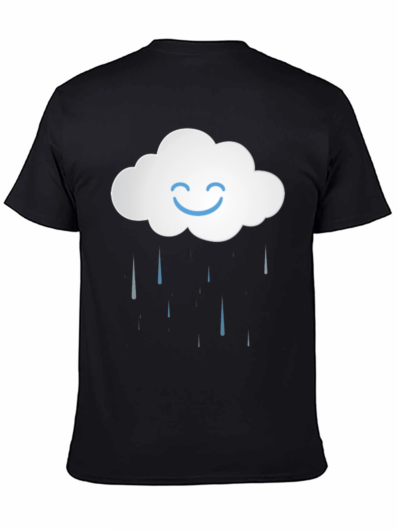 Smiling Cloud Rain T-Shirt - Black Cotton