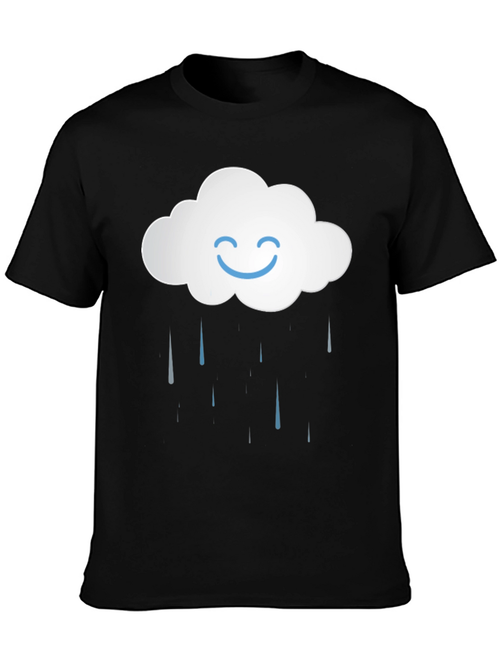 Smiling Cloud Rain T-Shirt - Black Cotton