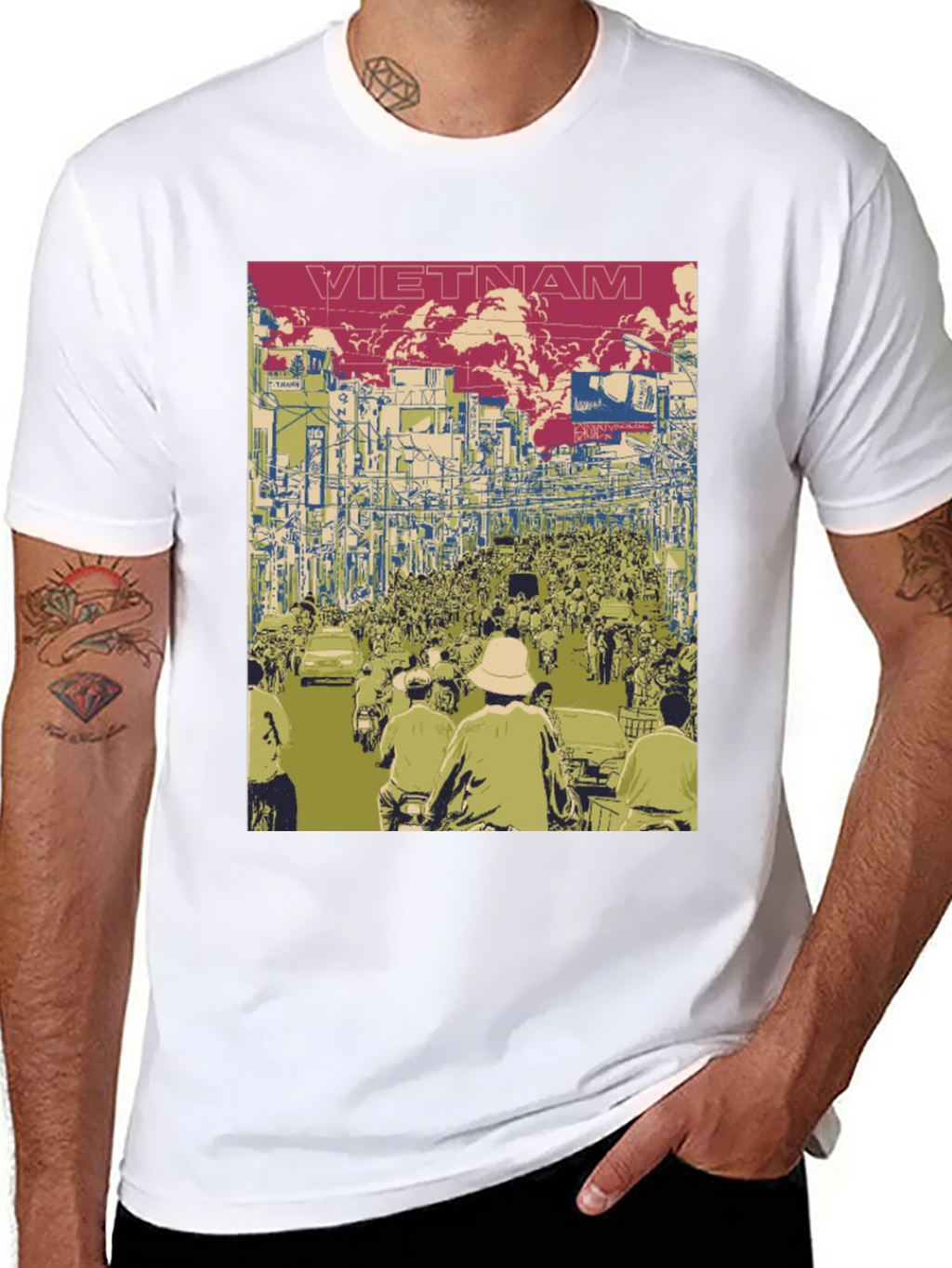 Vietnam Street Scene Graphic Tee - Black