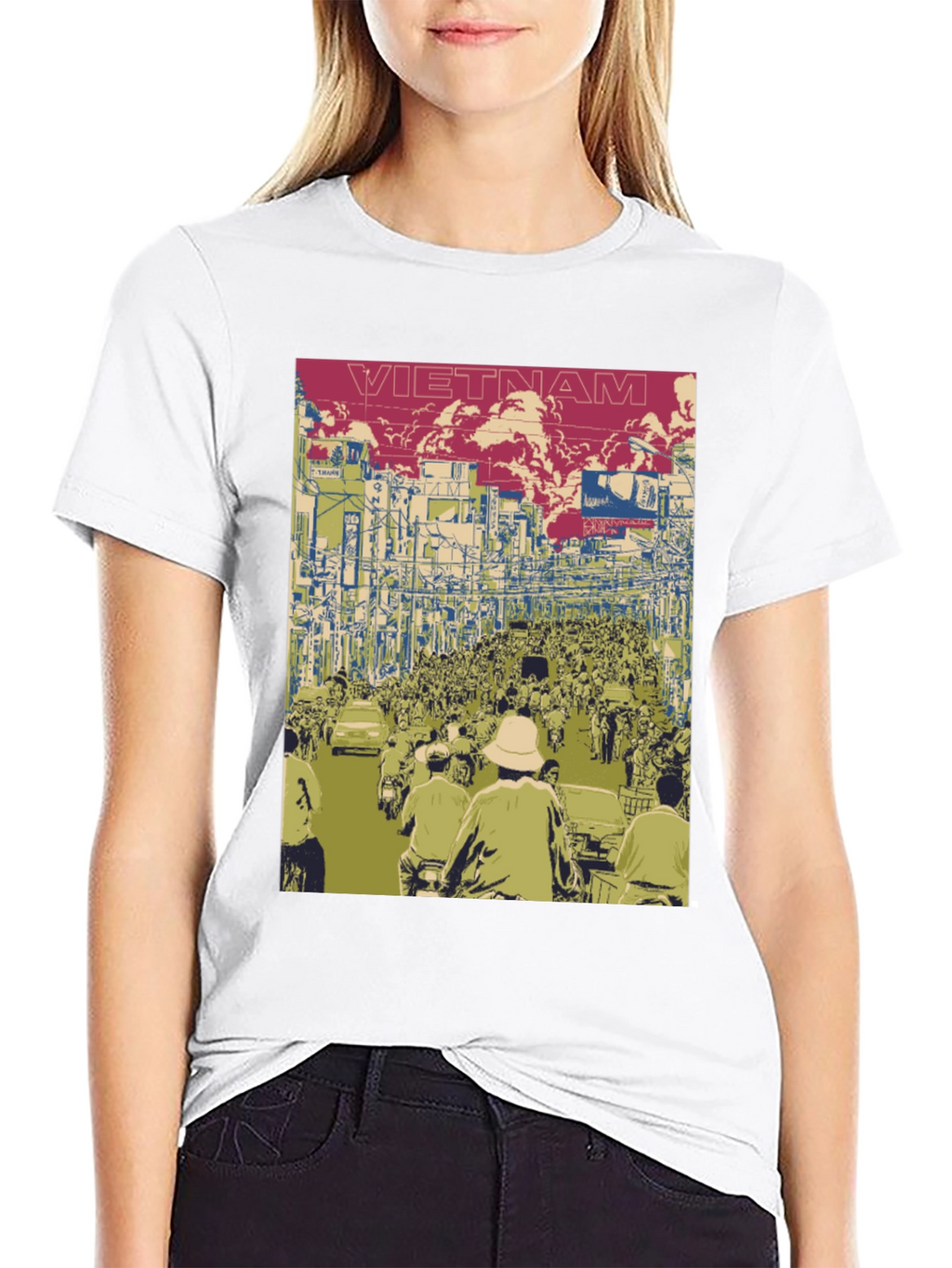 Vietnam Street Scene Graphic Tee - Black