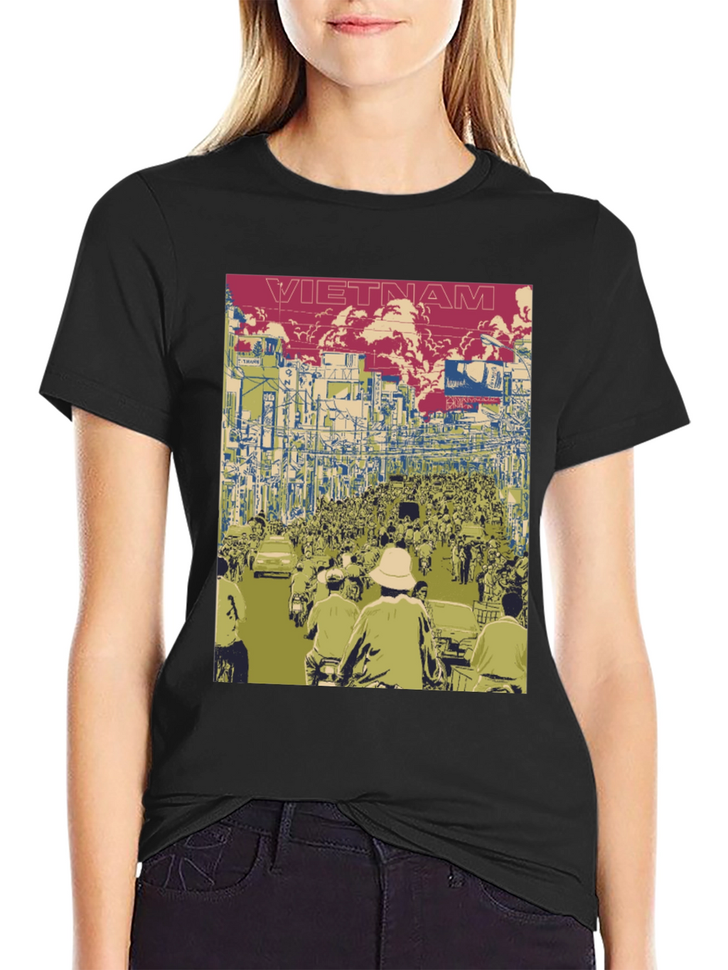 Vietnam Street Scene Graphic Tee - Black