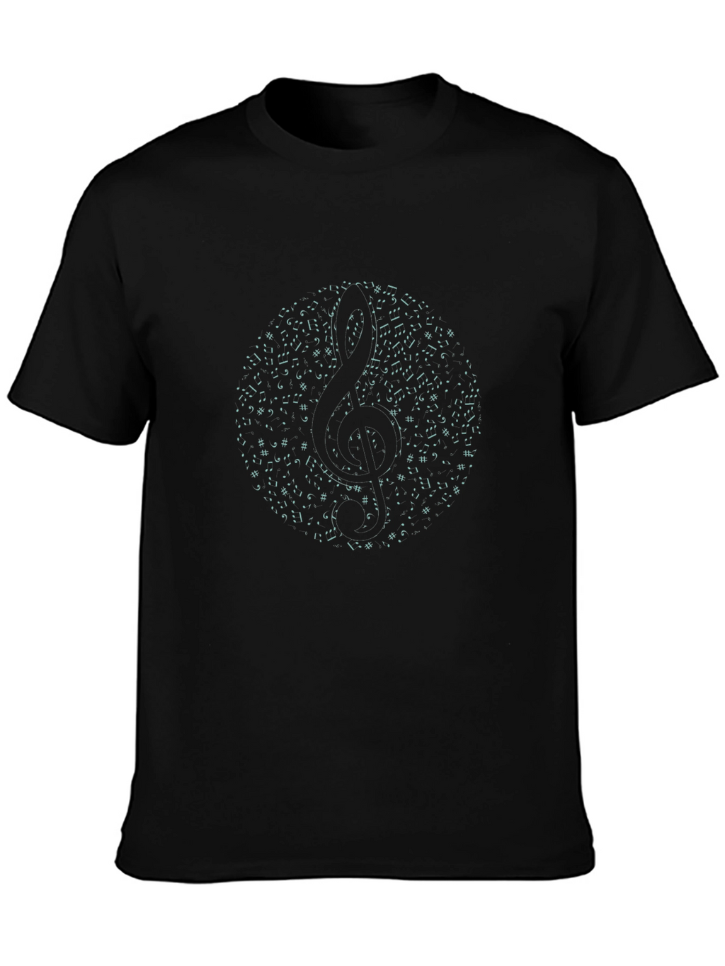 Musical Notes Treble Clef Black T-Shirt