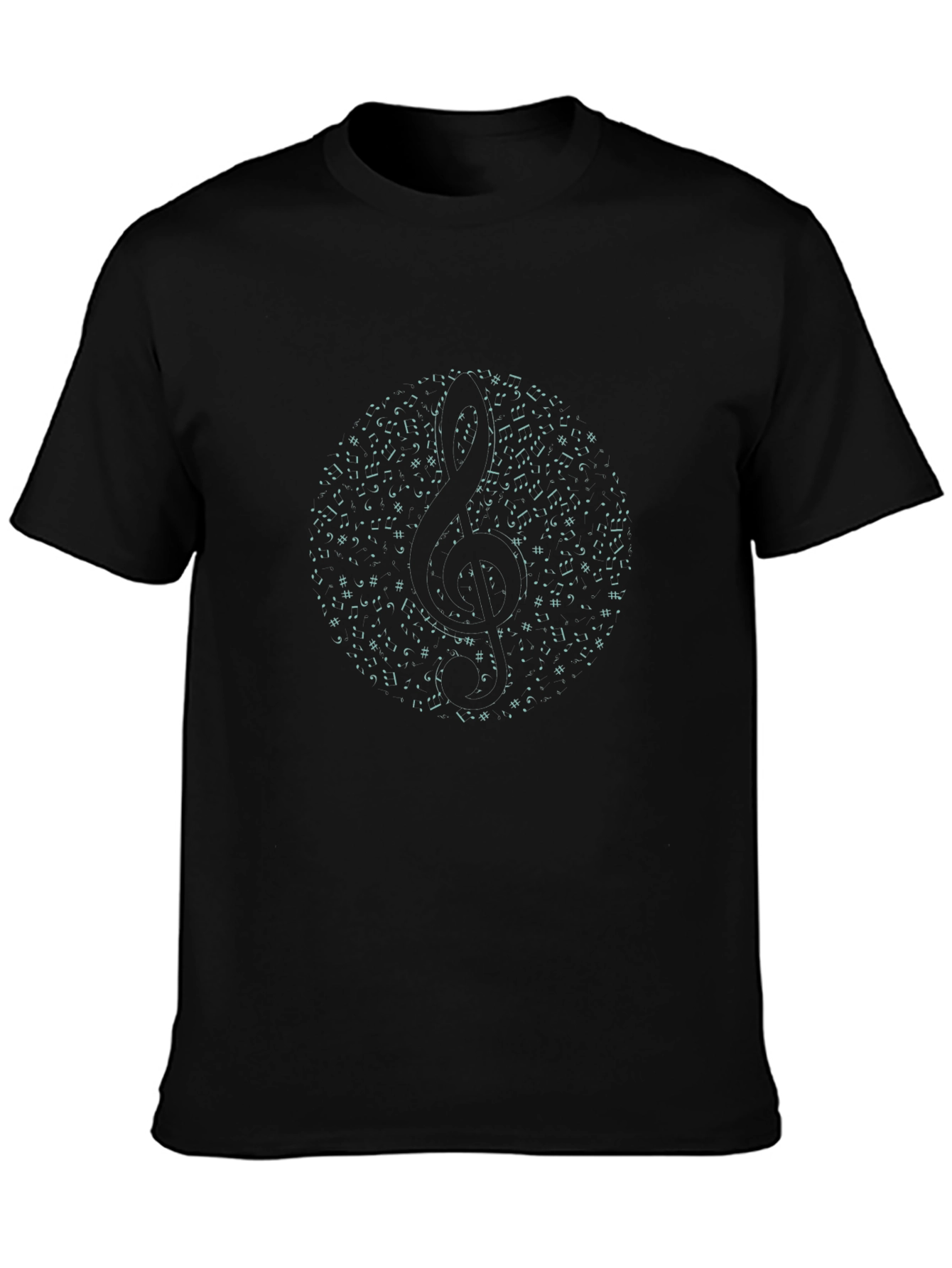 Musical Notes Treble Clef Black T-Shirt
