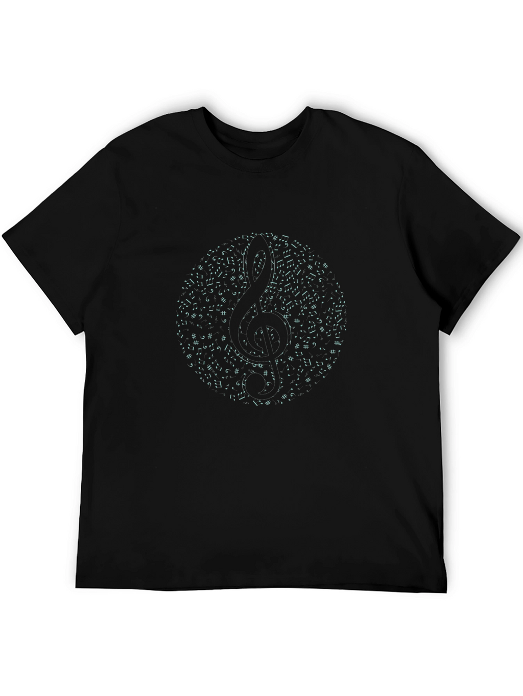 Musical Notes Treble Clef Black T-Shirt