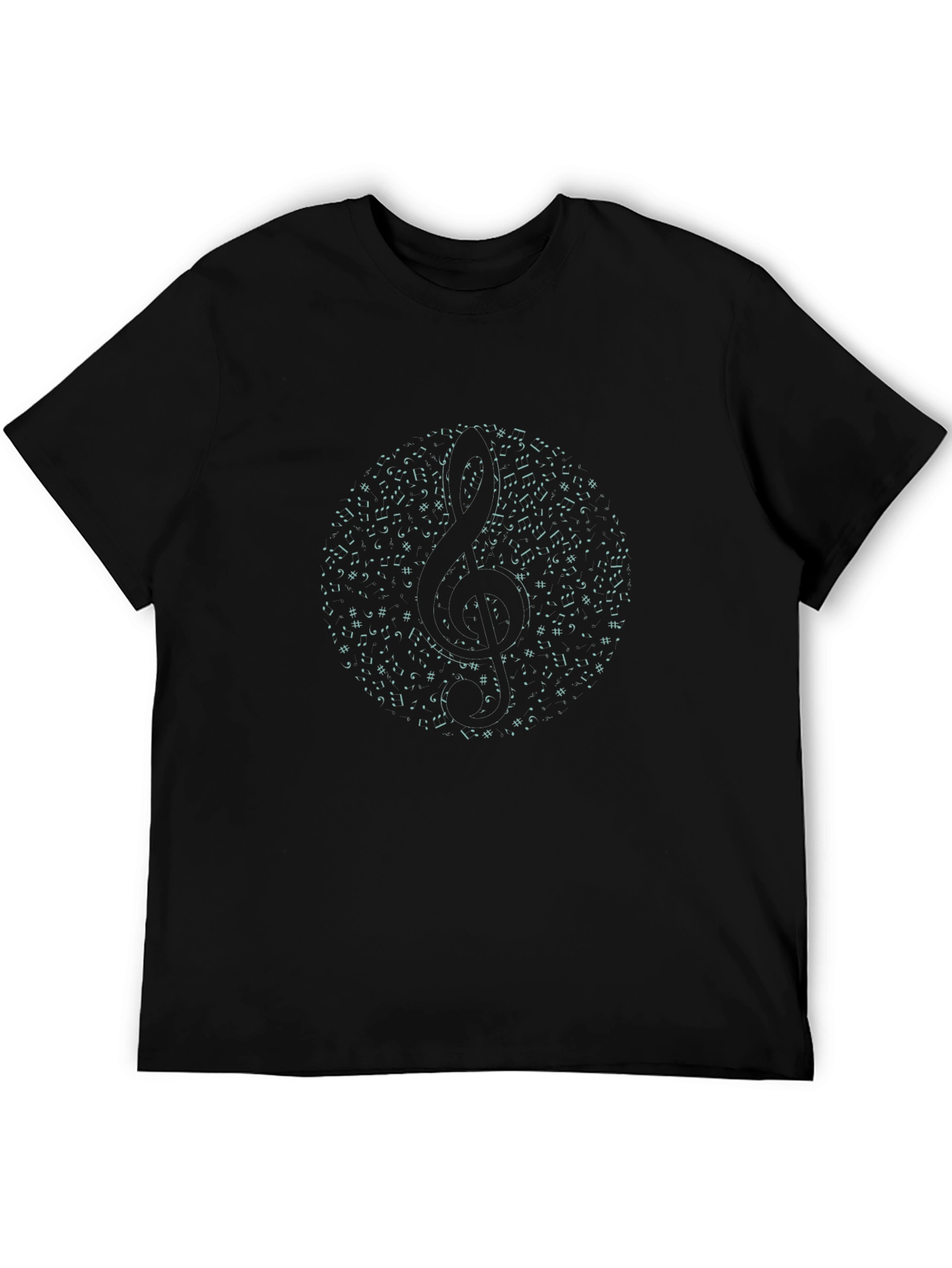 Musical Notes Treble Clef Black T-Shirt