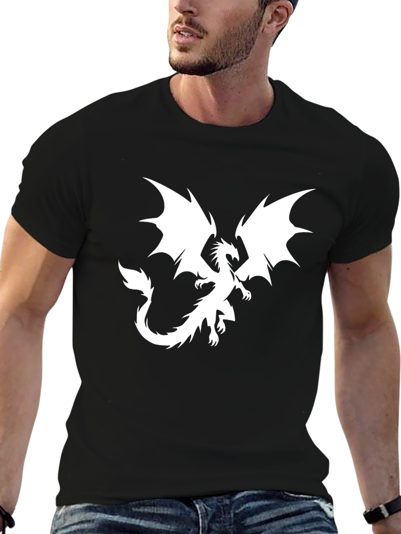 Dragon Graphic Print T-Shirt - Black