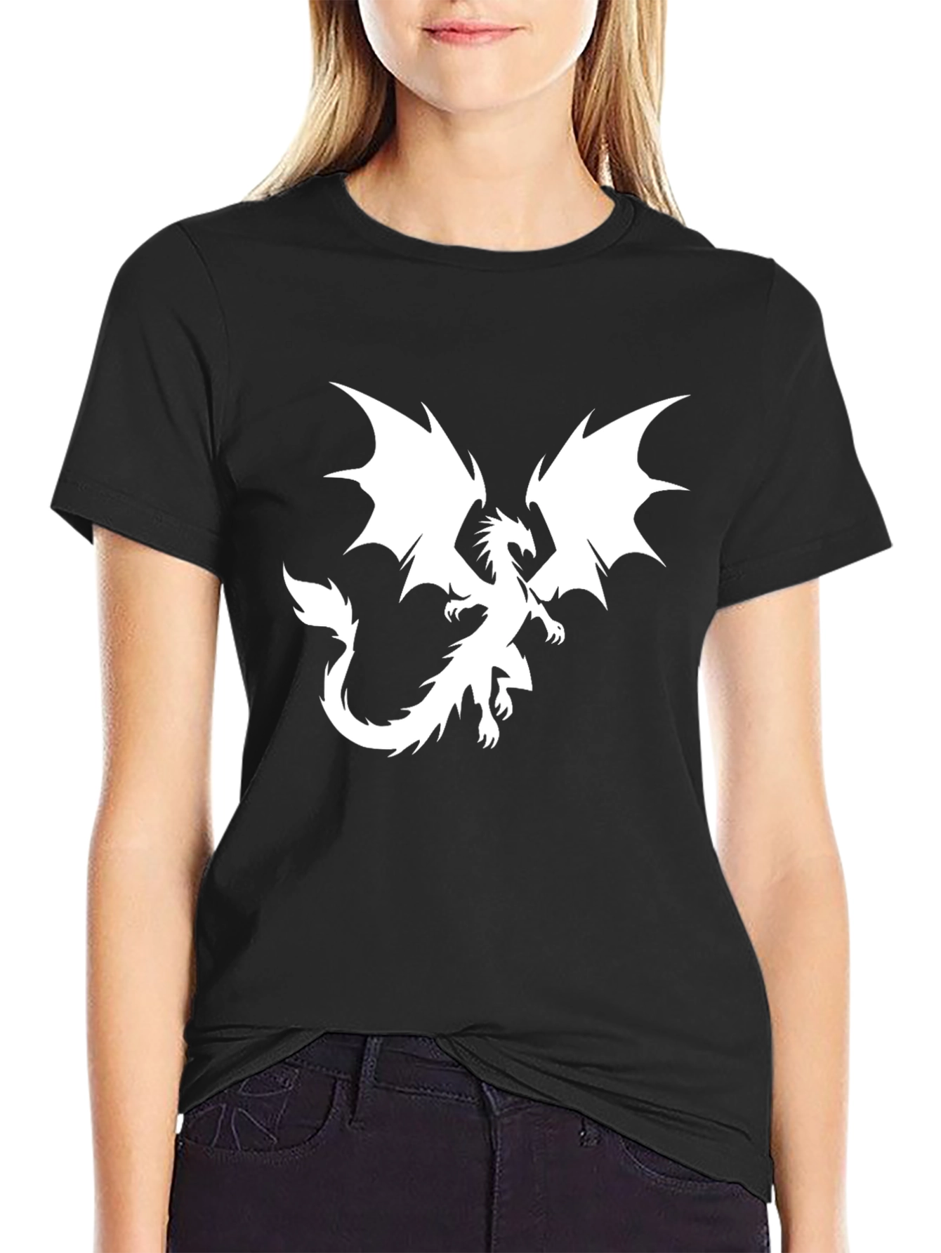 Dragon Graphic Print T-Shirt - Black