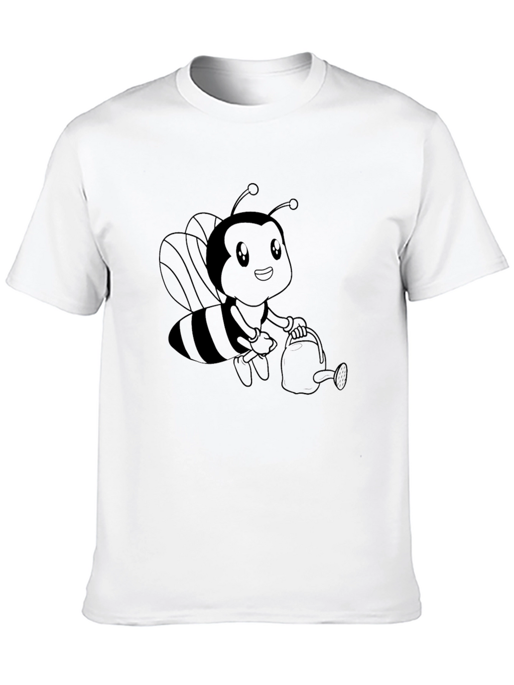 Cute Bee Graphic Tee - Black Cotton Comfort