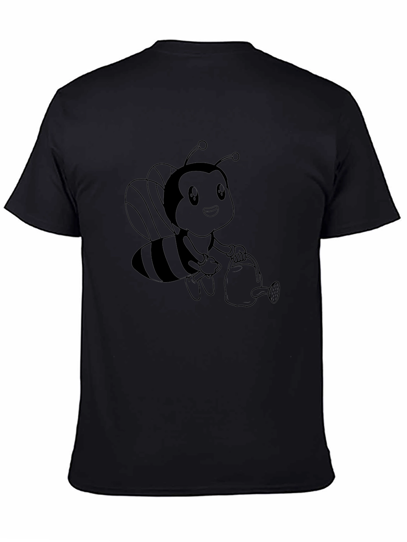 Cute Bee Graphic Tee - Black Cotton Comfort
