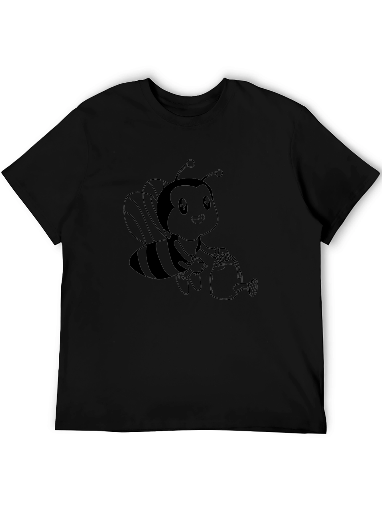 Cute Bee Graphic Tee - Black Cotton Comfort