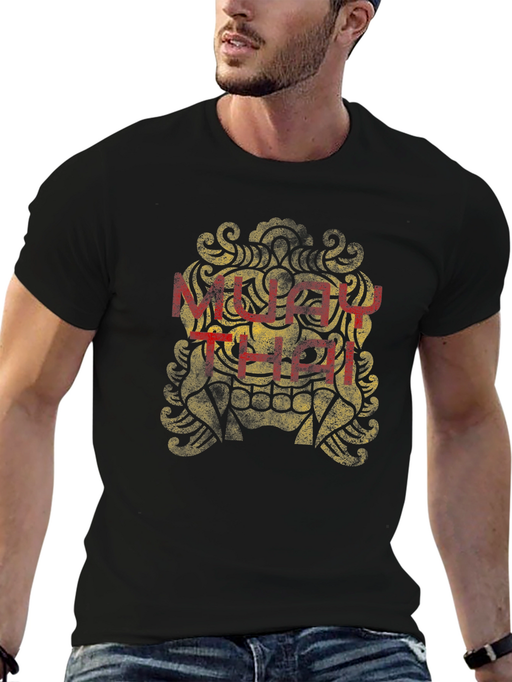 Muay Thai Graphic Tee - Black Cotton T-Shirt