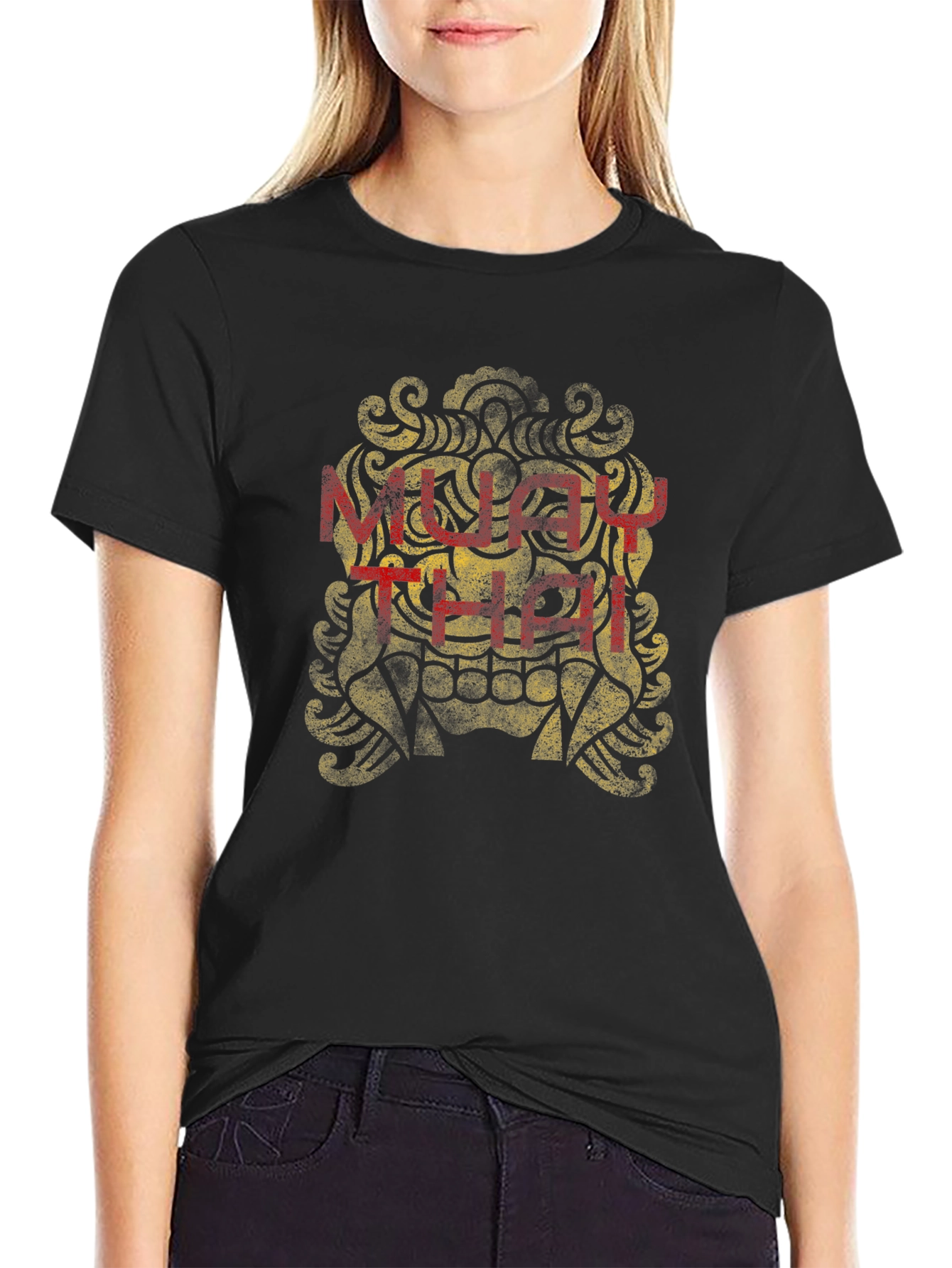 Muay Thai Graphic Tee - Black Cotton T-Shirt