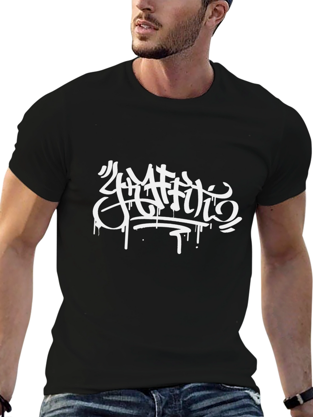 Cool Graffiti Style Black T-Shirt