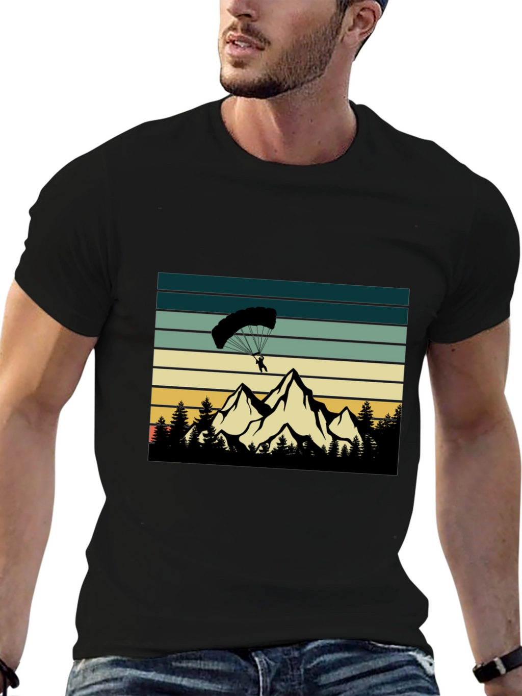 Mountain Paragliding Black T-Shirt