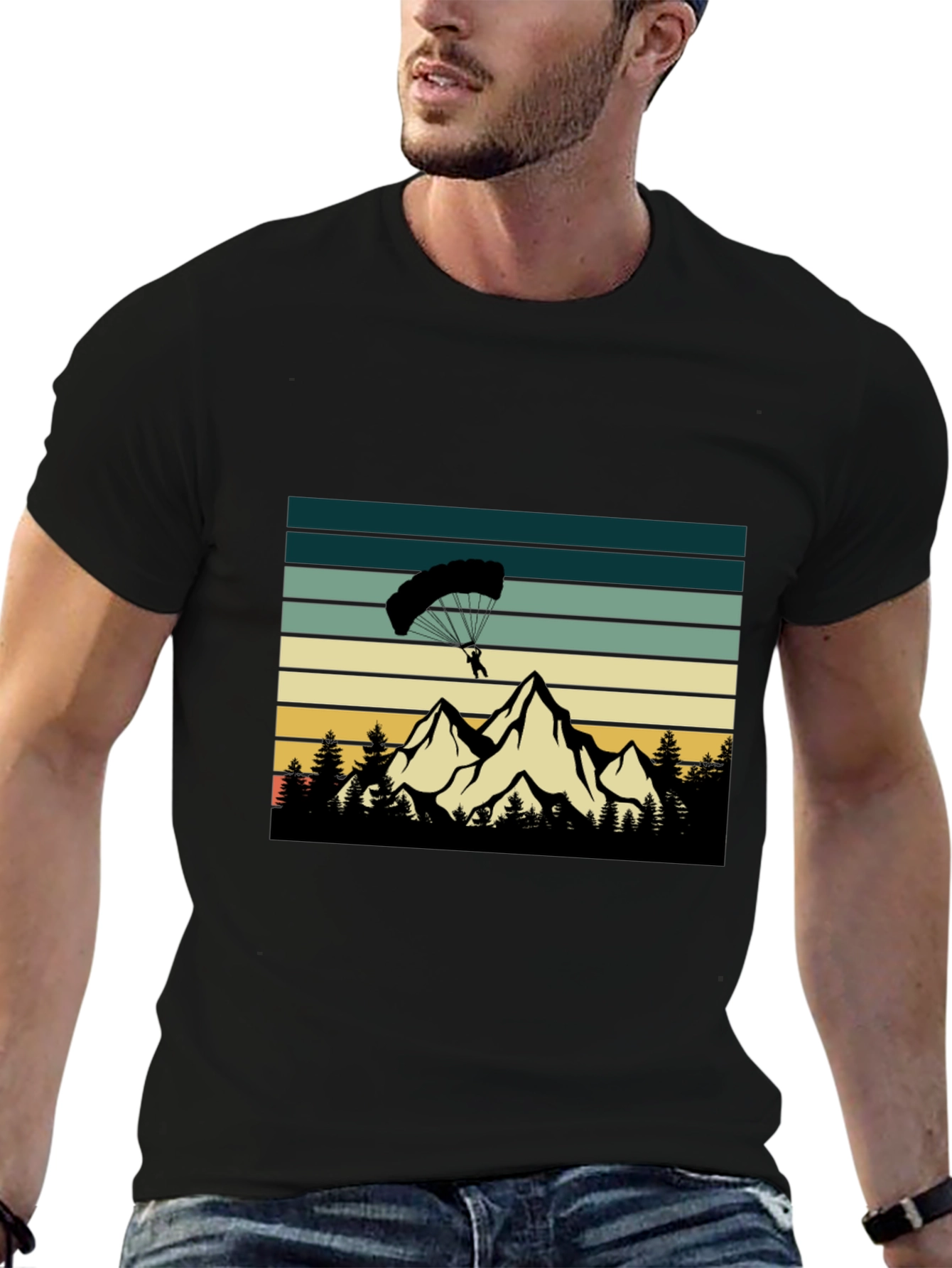 Mountain Paragliding Black T-Shirt