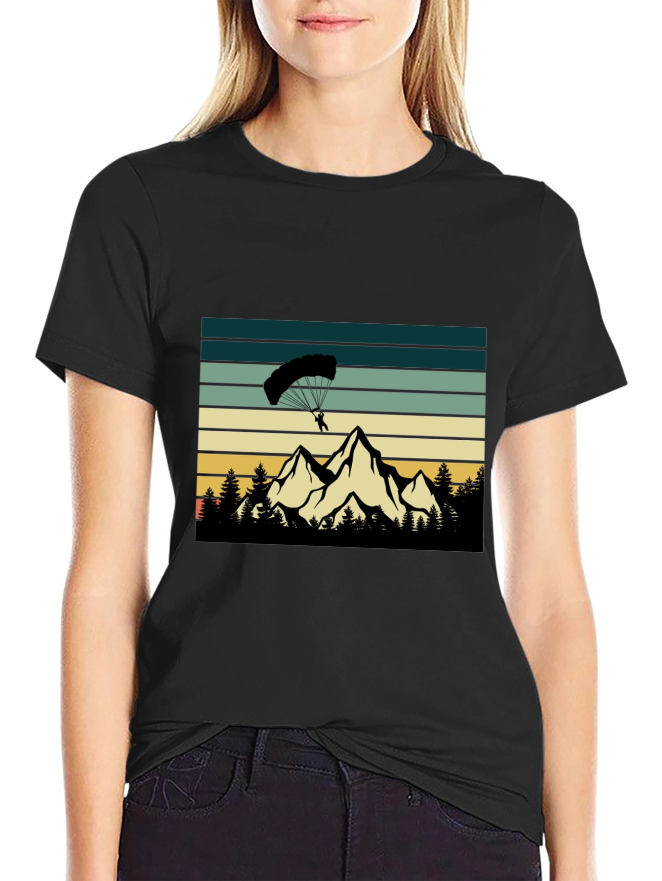 Mountain Paragliding Black T-Shirt