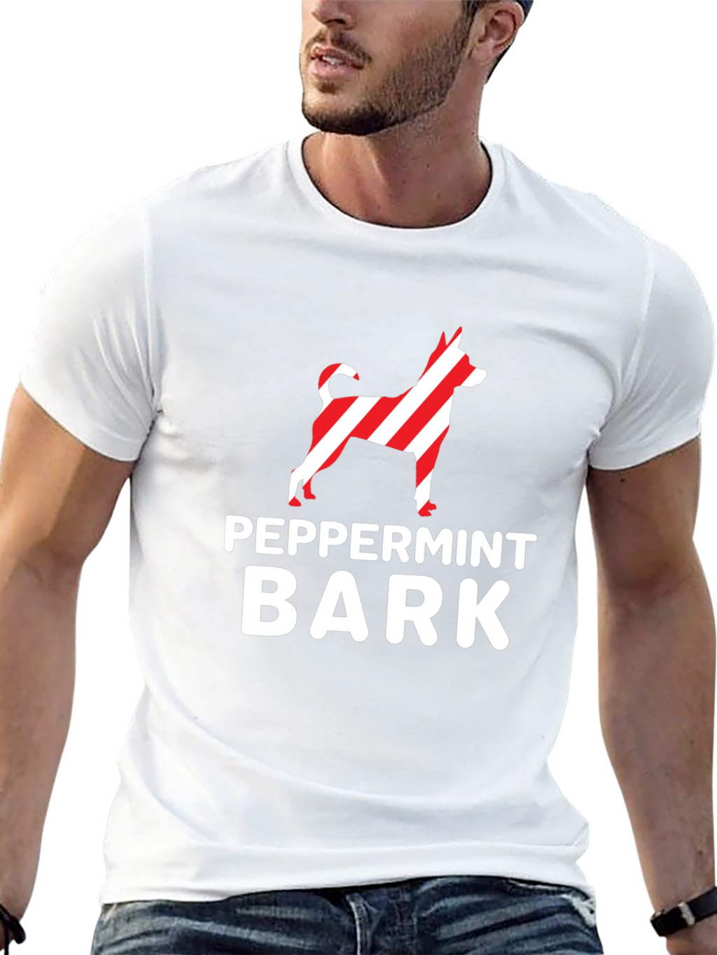 Peppermint Bark Dog Breed Striped Design T-Shirt