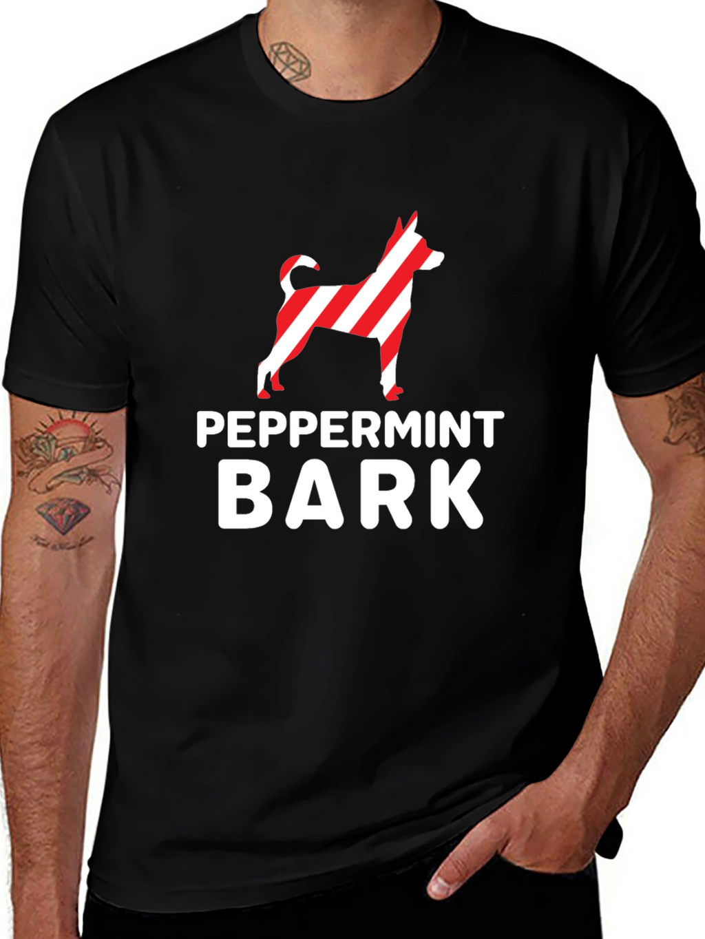 Peppermint Bark Dog Breed Striped Design T-Shirt