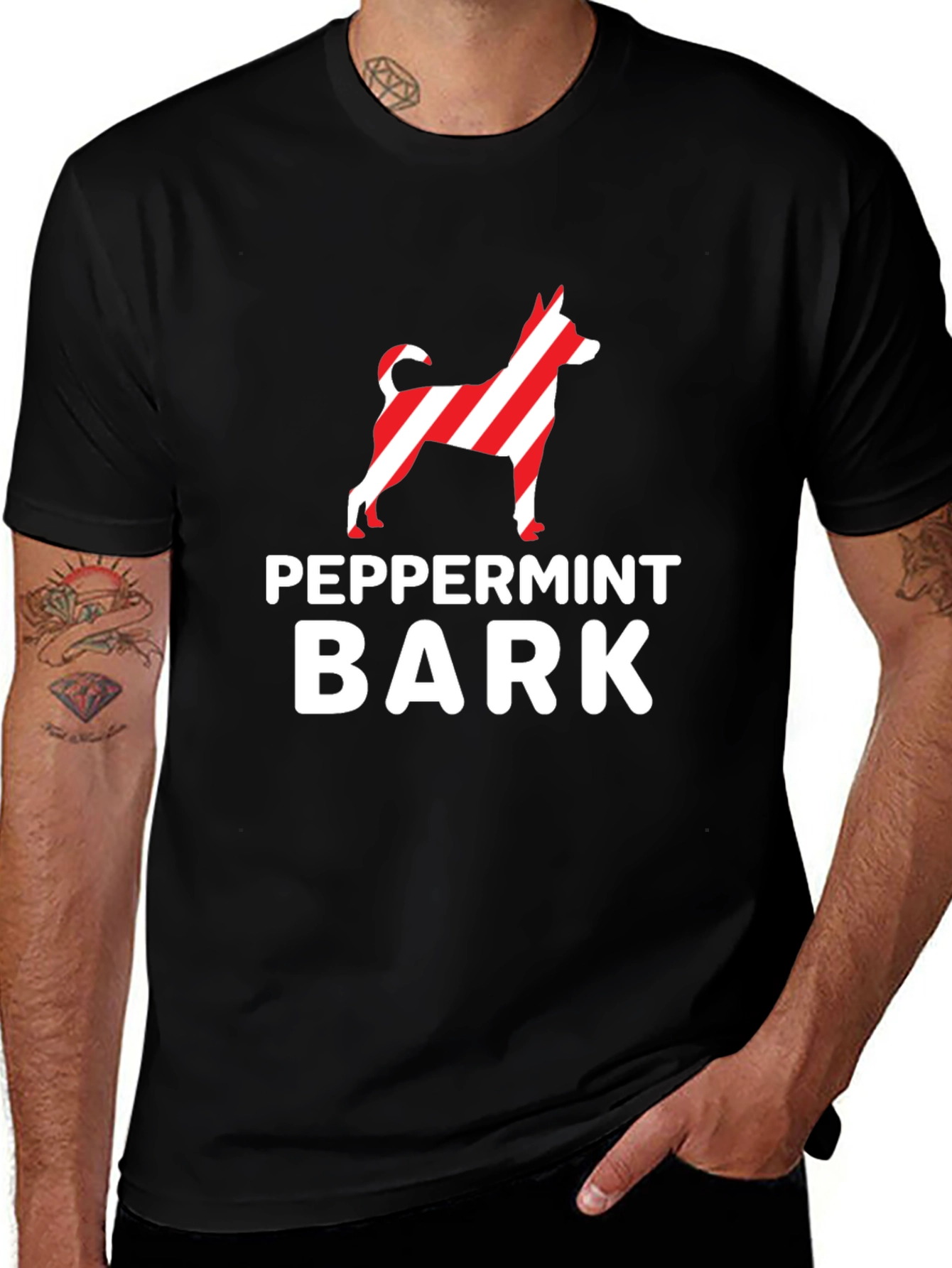 Peppermint Bark Dog Breed Striped Design T-Shirt
