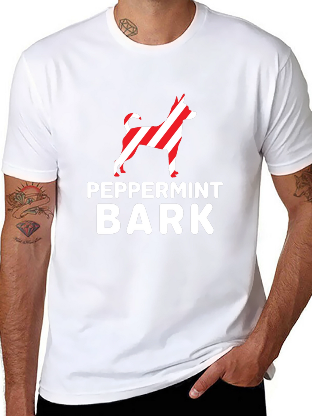 Peppermint Bark Dog Breed Striped Design T-Shirt